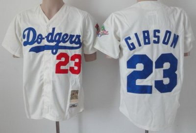 Los Angeles Dodgers 23 Gibson White Throwback MLB Jerseys
