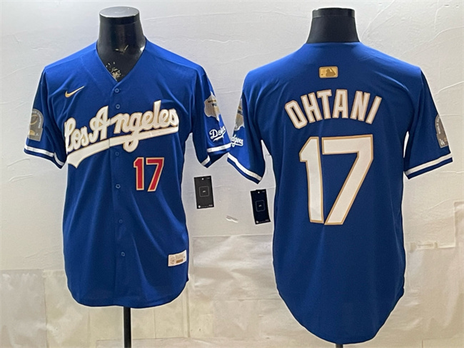Men's Los Angeles Dodgers #17 Shohei Ohtani Royal 2026 Gold Collection 9x & B2B Champs Patch Stitched Baseball Jersey Men's Los Angeles Dodgers #17 Shohei Ohtani Royal 2026 Gold Collection 9x & B2B Champs Patch Stitched Baseball Jersey