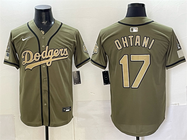 Men's Los Angeles Dodgers #17 Shohei Ohtani Olive 2026 Armed Forces Day Stitched Baseball Jersey Men's Los Angeles Dodgers #17 Shohei Ohtani Olive 2026 Armed Forces Day Stitched Baseball Jersey