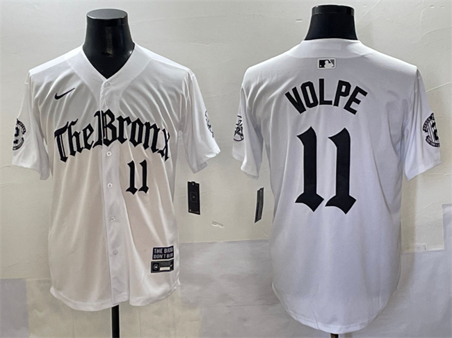 Men's New York Yankees #11 Anthony Volpe White 'Gothic Legacy Edition' Vapor Premier Limited Stitched Baseball Jersey Men's New York Yankees #11 Anthony Volpe White 'Gothic Legacy Edition' Vapor Premier Limited Stitched Baseball Jersey