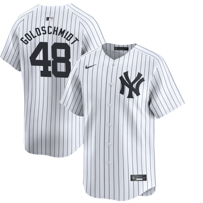 Men's New York Yankees #48 Paul Goldschmidt White 2024 Home Limited With Name Stitched Baseball Jersey Men's New York Yankees #48 Paul Goldschmidt White 2024 Home Limited With Name Stitched Baseball Jersey