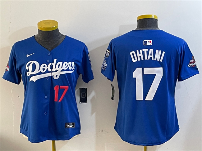 Women's Los Angeles Dodgers #17 Shohei Ohtani Royal 2024 World Series Champions With Fernando Memorial Patch Alternate Limited Stitched Baseball Jersey(Run Small) Women's Los Angeles Dodgers #17 Shohei Ohtani Royal 2024 World Series Champions With Fernando Memorial Patch Alternate Limited Stitched Baseball Jersey(Run Small)