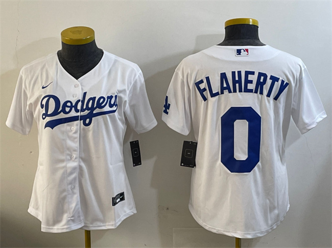 Women's Los Angeles Dodgers #0 Jack Flaherty White Cool Base Stitched Baseball Jersey(Run Small) Women's Los Angeles Dodgers #0 Jack Flaherty White Cool Base Stitched Baseball Jersey(Run Small)