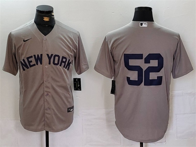 Men's New York Yankees #52 CC Sabathia Grey Cool Base Stitched Baseball Jersey Men's New York Yankees #52 CC Sabathia Grey Cool Base Stitched Baseball Jersey