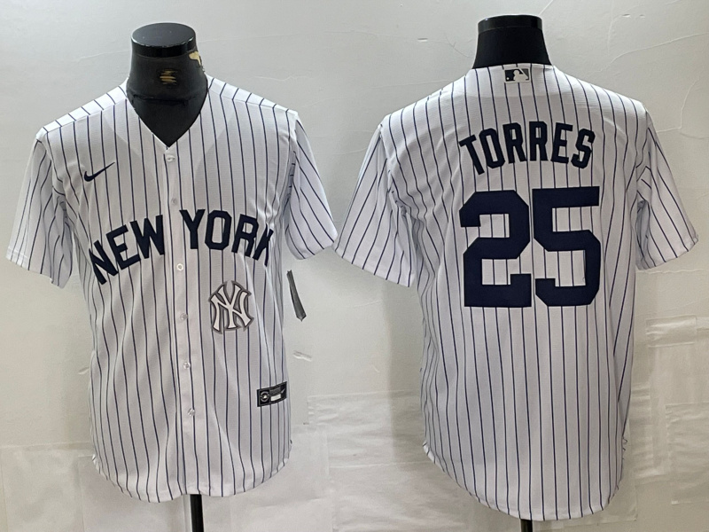 Men's New York Yankees #25 Gleyber Torres White Cool Base Stitched Baseball Jersey