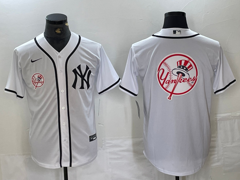 Men's New York Yankees White Team Big Logo Cool Base Stitched Baseball Jersey 52 Men's New York Yankees White Team Big Logo Cool Base Stitched Baseball Jersey 52