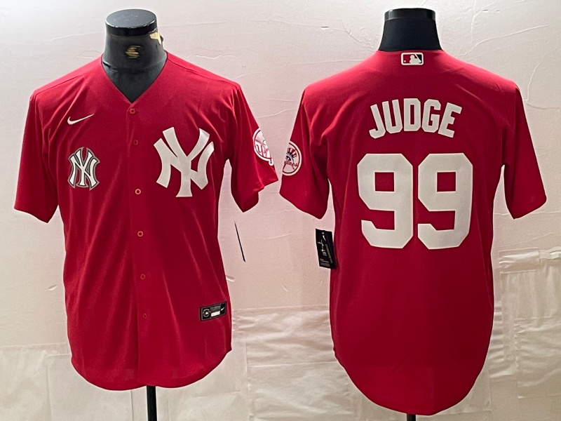 Men's New York Yankees #99 Aaron Judge Red Cool Base Stitched Baseball Jersey Men's New York Yankees #99 Aaron Judge Red Cool Base Stitched Baseball Jersey