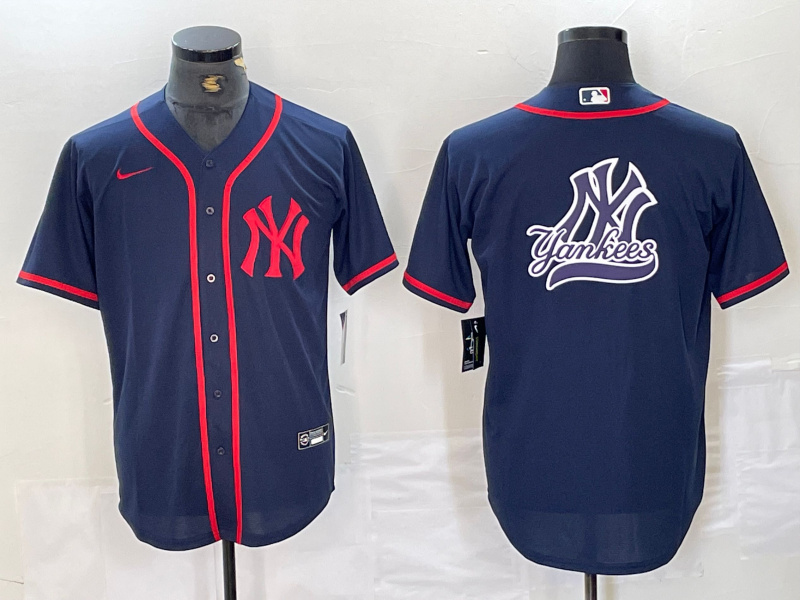 Men's New York Yankees Big LOGO Navy Cool Base Stitched Baseball Jersey 26 Men's New York Yankees Big LOGO Navy Cool Base Stitched Baseball Jersey 26