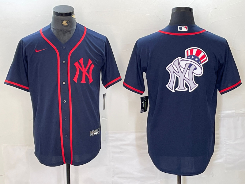 Men's New York Yankees Big LOGO Navy Cool Base Stitched Baseball Jersey 17 Men's New York Yankees Big LOGO Navy Cool Base Stitched Baseball Jersey 17