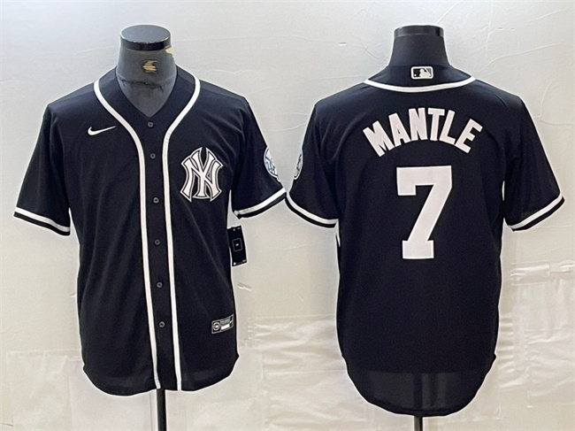 Men's New York Yankees #7 Mickey Mantle Black Cool Base Stitched Baseball Jersey Men's New York Yankees #7 Mickey Mantle Black Cool Base Stitched Baseball Jersey