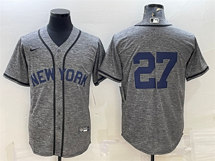 Men's New York Yankees #27 Giancarlo Stanton Grey Cool Base Stitched JerseyS Men's New York Yankees #27 Giancarlo Stanton Grey Cool Base Stitched JerseyS