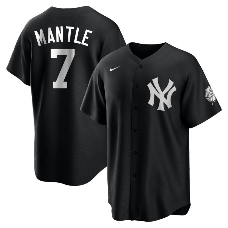 Men's New York Yankees #7 Mickey Mantle Black Cool Base Stitched Jersey Men's New York Yankees #7 Mickey Mantle Black Cool Base Stitched Jersey