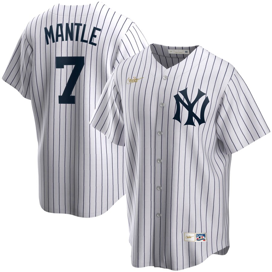 New York Yankees #7 Mickey Mantle Nike Home Cooperstown Collection Player MLB Jersey White New York Yankees #7 Mickey Mantle Nike Home Cooperstown Collection Player MLB Jersey White