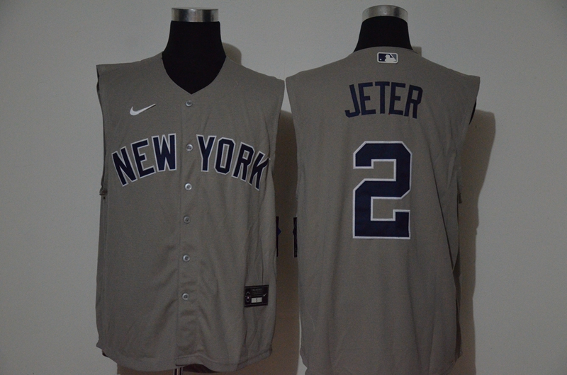 Yankees 2 Derek Jeter Gray Nike Cool Base Sleeveless Jersey Yankees 2 Derek Jeter Gray Nike Cool Base Sleeveless Jersey