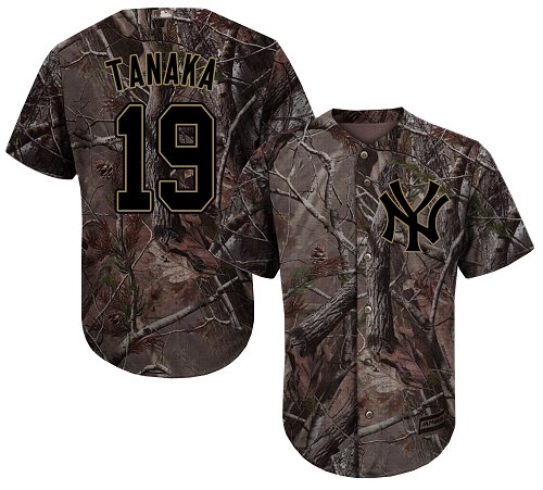 Yankees #19 Masahiro Tanaka Camo Realtree Collection Cool Base Stitched Youth Baseball Jersey