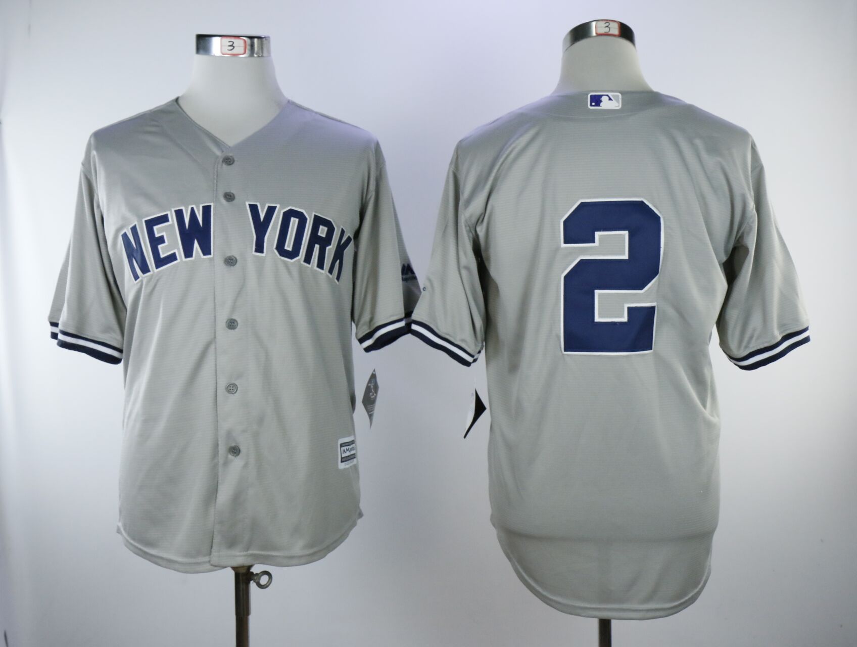 Yankees #2 Derek Jeter Gray Cool Base Jersey