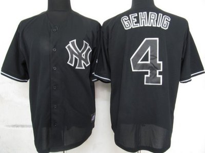 MLB New York Yankees 4 Gehrig Black Fashion Jerseys MLB New York Yankees 4 Gehrig Black Fashion Jerseys