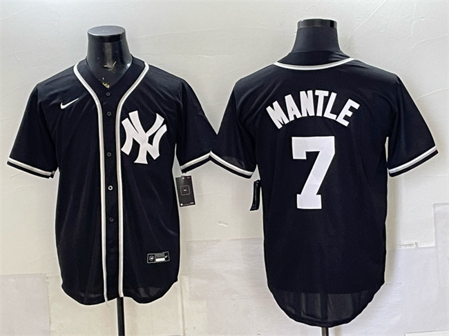 Men's New York Yankees #7 Mickey Mantle 2026 Fashion Replica Black Out Stitched Baseball Jersey