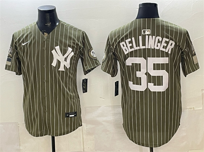Men's New York Yankees #35 Cody Bellinger Olive 2026 Armed Forces Day Salute To Service Stitched Baseball Jersey