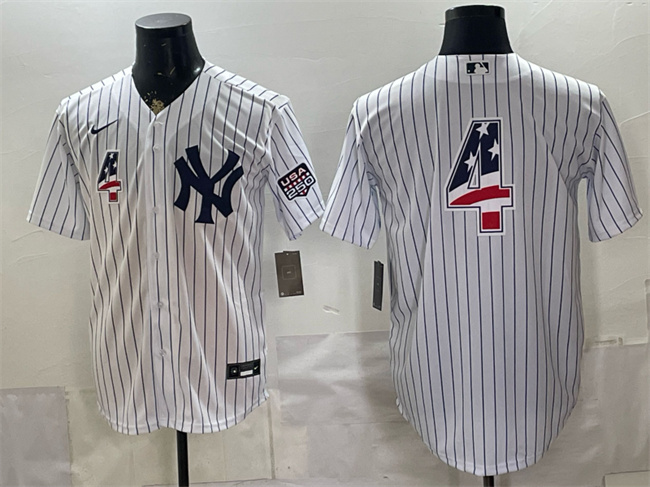 Men's New York Yankees #4 Lou Gehrig White 2026 USA 250 Fourth of July Home Stadium Stitched Baseball Jersey