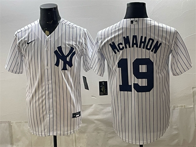 Men's New York Yankees #19 Ryan McMahon White Home Cool Base Stitched Baseball Jersey Men's New York Yankees #19 Ryan McMahon White Home Cool Base Stitched Baseball Jersey