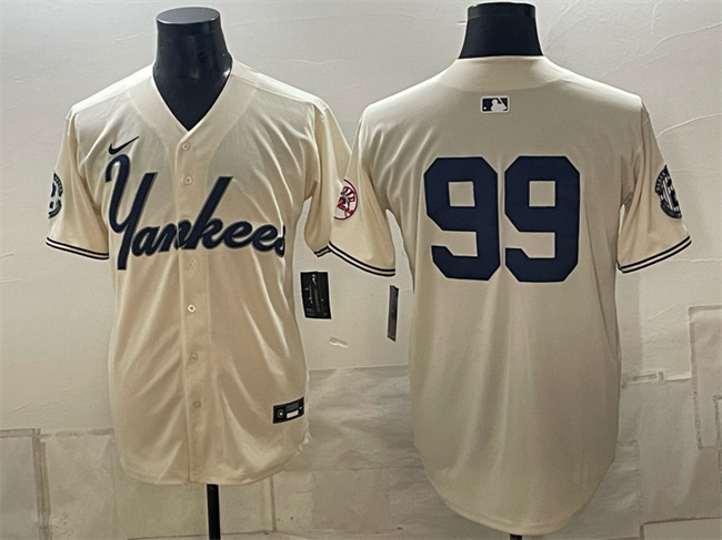Men's New York Yankees #99 Aaron Judge Cream Limited Stitched Baseball Jersey