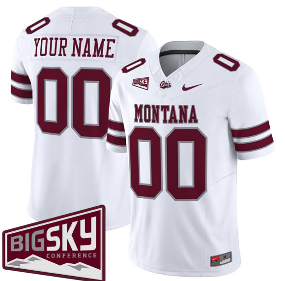 Men's Montana Grizzlies Active Player Custom White 2025 F.U.S.E. Big Sky Patch Vapor Limited V1 Stitched Football Jersey Men's Montana Grizzlies Active Player Custom White 2025 F.U.S.E. Big Sky Patch Vapor Limited V1 Stitched Football Jersey