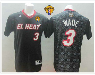 Miami Heat #3 Dwyane Wade Black New Latin Nights Finals Patch Stitched NBA Jersey
