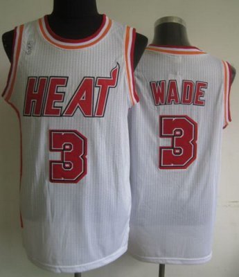 Miami Heat 3 Dwyane Wade White Hardwood Classics Revolution 30 NBA Jerseys