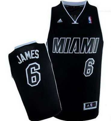 Miami Heat 6 LeBron James Black With White Shadow Revolution 30 Swingman Jerseys