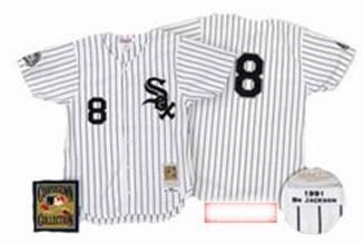 MitchellandNess Chicago White Sox Bo Jackson White Throwback Jersey 8#