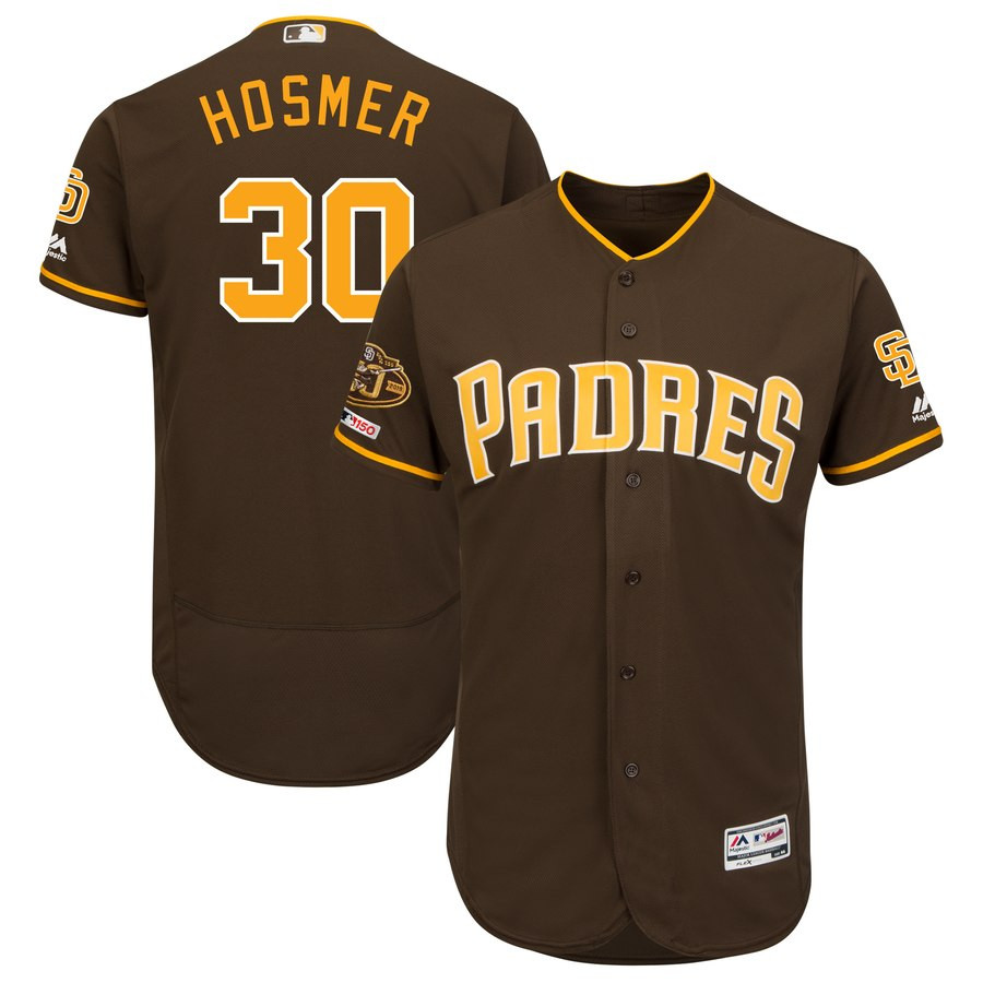 Padres 30 Eric Hosmer Brown 50th Anniversary And 150th Patch FlexBase Jersey Padres 30 Eric Hosmer Brown 50th Anniversary And 150th Patch FlexBase Jersey