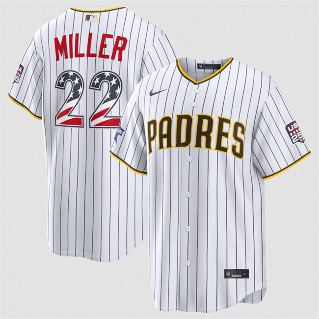 Men's San Diego Padres #22 Mason Miller White 2026 All-Star Edition Stars & Stripes Stadium Pick-A-Player Stitched Baseball Jersey