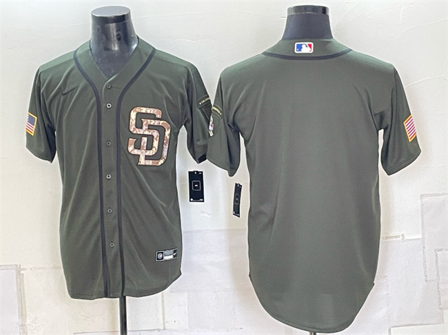 Men's San Diego Padres Blank Olive Camo Cool Base Stitched Baseball Jersey