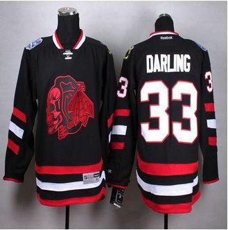 Chicago Blackhawks #33 Scott Darling Black(Red Skull) Stitched NHL Jersey