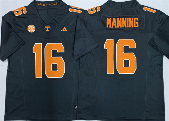 Men's Tennessee Volunteers #16 Peyton Manning Black 2026 F.U.S.E. Stitched Jersey