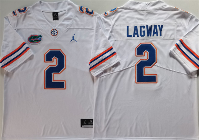 Men's Florida Gators #2 DJ Lagway White Stitched Jersey