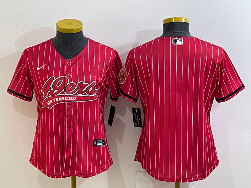 Women's San Francisco 49ers Blank Red With Patch Cool Base Stitched Baseball Jersey(Run Small) Women's San Francisco 49ers Blank Red With Patch Cool Base Stitched Baseball Jersey(Run Small)