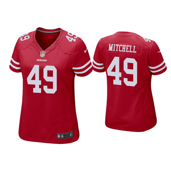 Women 49ers #49 Elijah Mitchell Red Jersey Women 49ers #49 Elijah Mitchell Red Jersey