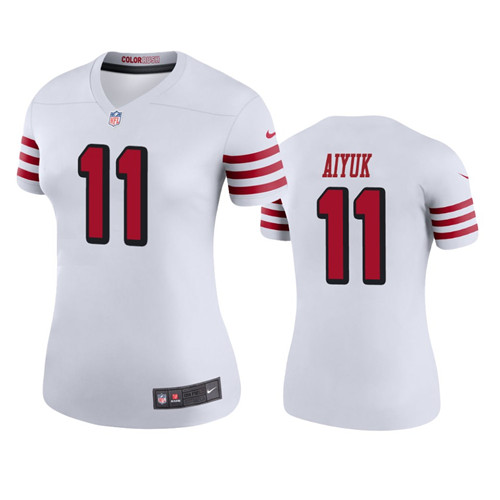 Women 49ers Brandon Aiyuk #11 White Rush Jersey Women 49ers Brandon Aiyuk #11 White Rush Jersey