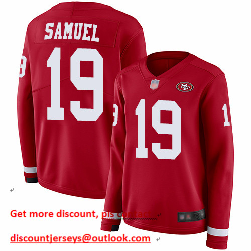 49ers #19 Deebo Samuel Red Team Color Women's Stitched Football Limited Therma Long Sleeve Jersey 49ers #19 Deebo Samuel Red Team Color Women's Stitched Football Limited Therma Long Sleeve Jersey