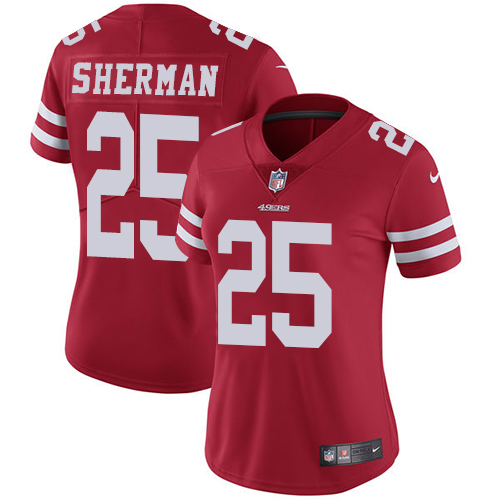 Nike 49ers #25 Richard Sherman Red Team Color Women's Stitched NFL Vapor Untouchable Limited Jersey Nike 49ers #25 Richard Sherman Red Team Color Women's Stitched NFL Vapor Untouchable Limited Jersey