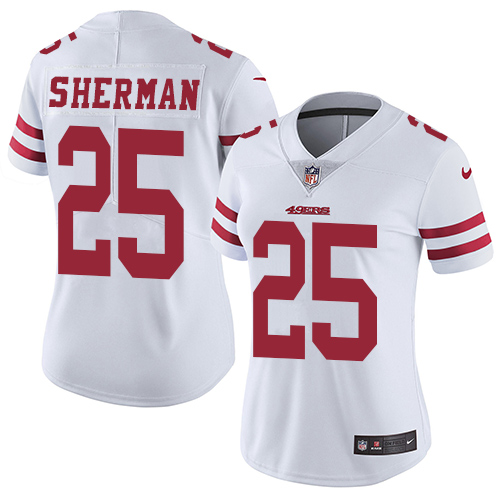 Nike 49ers #25 Richard Sherman White Women's Stitched NFL Vapor Untouchable Limited Jersey Nike 49ers #25 Richard Sherman White Women's Stitched NFL Vapor Untouchable Limited Jersey