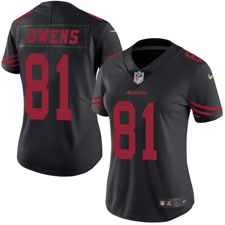 Nike 49ers #81 Terrell Owens Black Women's Stitched NFL Limited Rush Jersey Nike 49ers #81 Terrell Owens Black Women's Stitched NFL Limited Rush Jersey