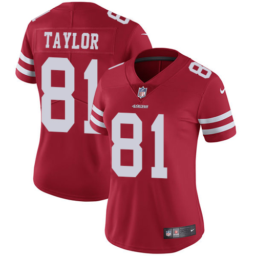 Nike 49ers #81 Trent Taylor Red Team Color Women's Stitched NFL Vapor Untouchable Limited Jersey Nike 49ers #81 Trent Taylor Red Team Color Women's Stitched NFL Vapor Untouchable Limited Jersey