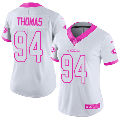 Nike 49ers #94 Solomon Thomas White Pink Women's Stitched NFL Limited Rush Fashion Jersey Nike 49ers #94 Solomon Thomas White Pink Women's Stitched NFL Limited Rush Fashion Jersey