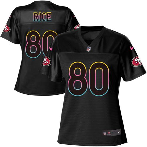 Nike 49ers #80 Jerry Rice Black Women's NFL Fashion Game Jersey Nike 49ers #80 Jerry Rice Black Women's NFL Fashion Game Jersey