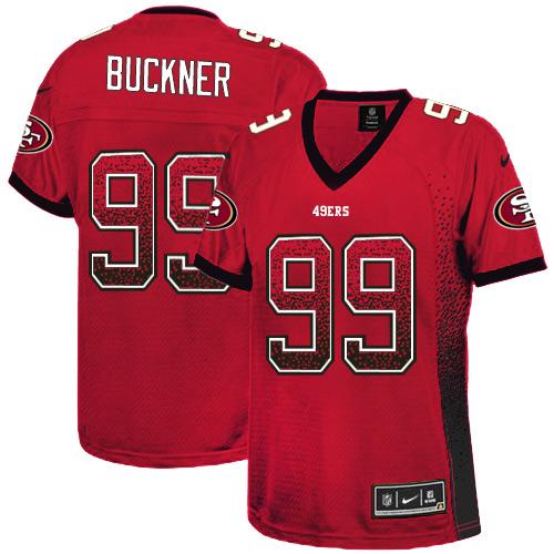 Nike 49ers #99 DeForest Buckner Red Team Color Women's Stitched NFL Elite Drift Fashion Jersey Nike 49ers #99 DeForest Buckner Red Team Color Women's Stitched NFL Elite Drift Fashion Jersey