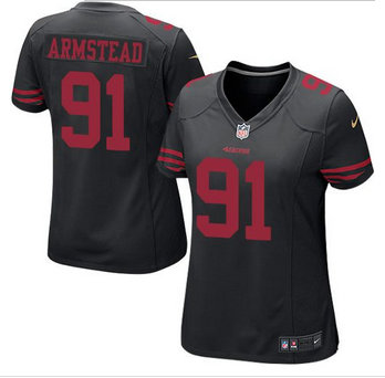 Women NEW 49ers #91 Arik Armstead Black Alternate Stitched NFL Elite Jersey Women NEW 49ers #91 Arik Armstead Black Alternate Stitched NFL Elite Jersey