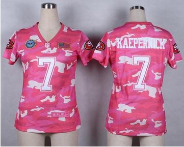 Women's NEW 49ers #7 Colin Kaepernick Pink NFL Elite Camo Fashion Jersey